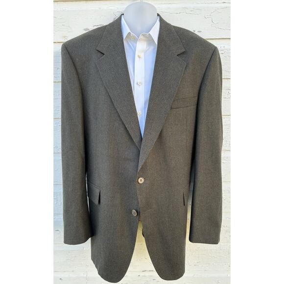 Evan Picone Men's Sport Coat Blazer Two Button Gray Houndstooth Check 46 Large